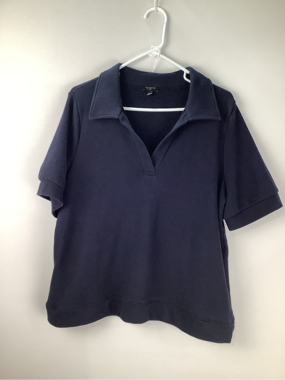 Talbots Women's Navy Short-Sleeve Polo collared Sweatshirt Top size 1X